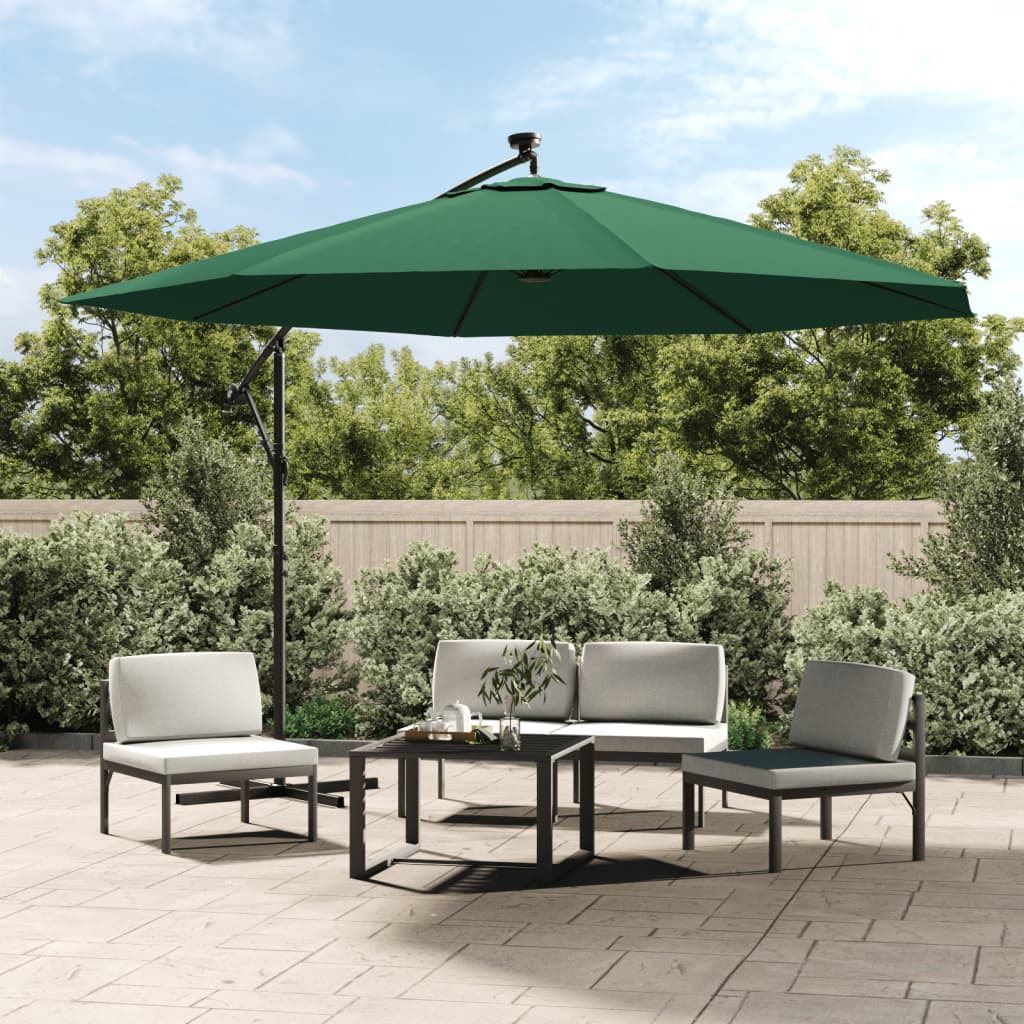 vidaXL Cantilever Umbrella Parasol with Solar LEDs Patio Umbrella Sunshade-10
