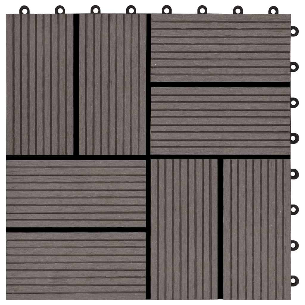 vidaXL 11 pcs Decking Tiles WPC 11.8"x11.8" 1 sqm Dark Brown