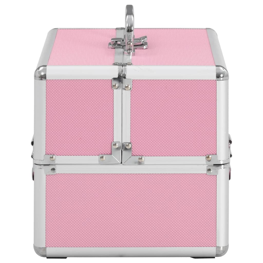 vidaXL Make-up Case Aluminum Cosmetic Bag Organizer Jewelry Box Black/Pink-1