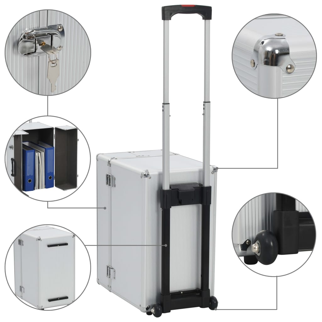 vidaXL Pilot Trolley 18.5"x15.4"x10.6" Silver Aluminum