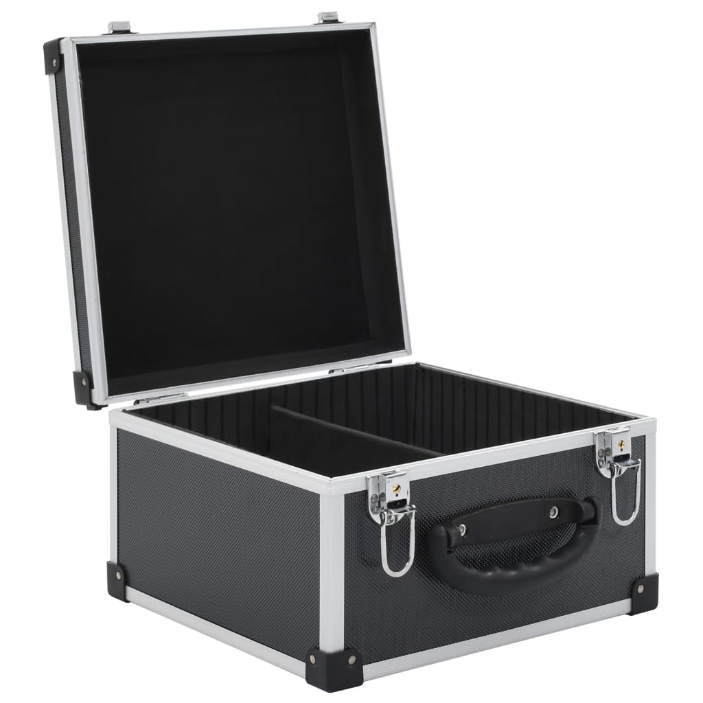vidaXL CD Case Aluminum ABS Storage Organizer for 40/60/80 CDs Black/Silver