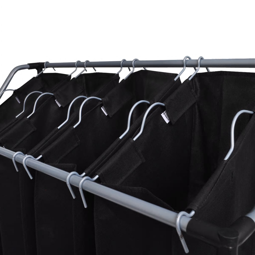 vidaXL Laundry Sorter with 4 Bags Black Gray