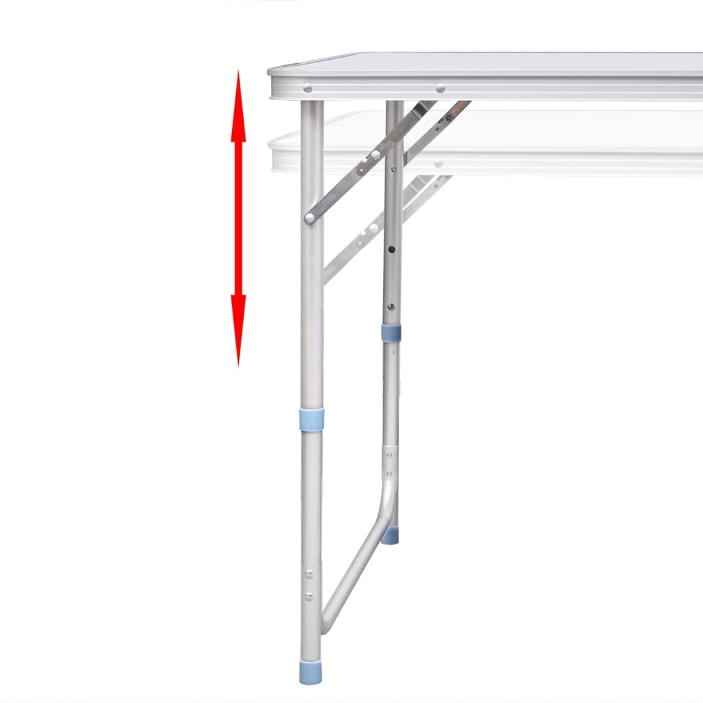 vidaXL Foldable Camping Table Height Adjustable Aluminum 47.2"x23.6"