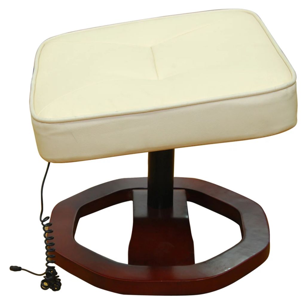 vidaXL Massage Chair with Footstool Cream Faux Leather-1