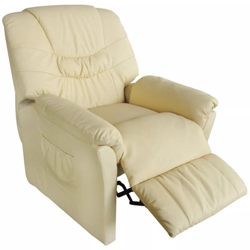 vidaXL Massage Chair Cream Faux Leather-0