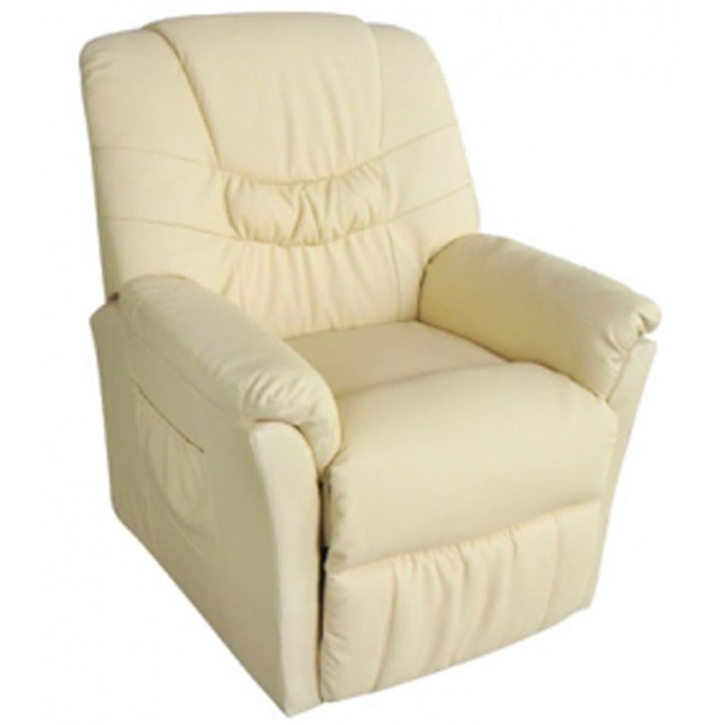 vidaXL Massage Chair Cream Faux Leather-1