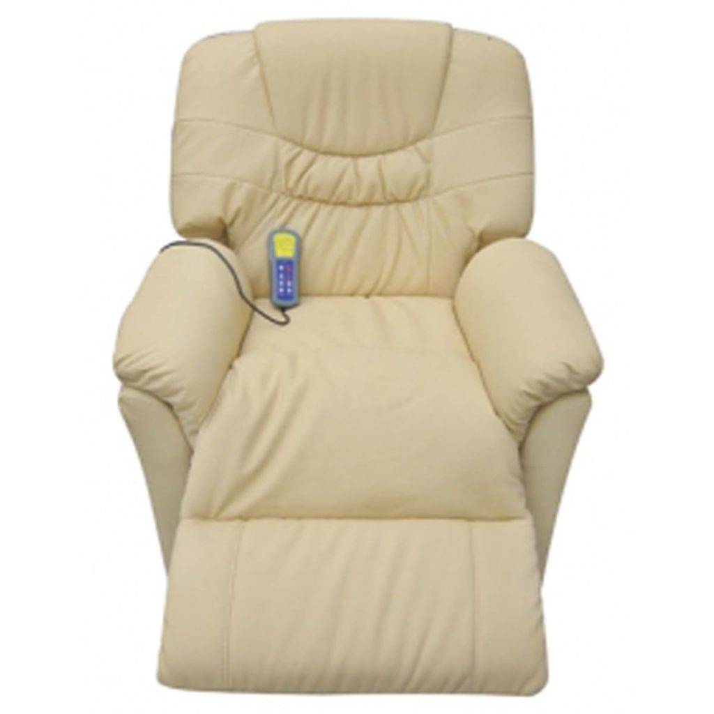 vidaXL Massage Chair Cream Faux Leather-2