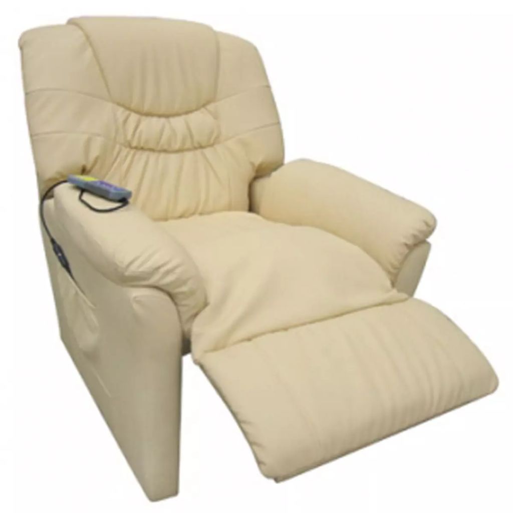 vidaXL Massage Chair Cream Faux Leather-3