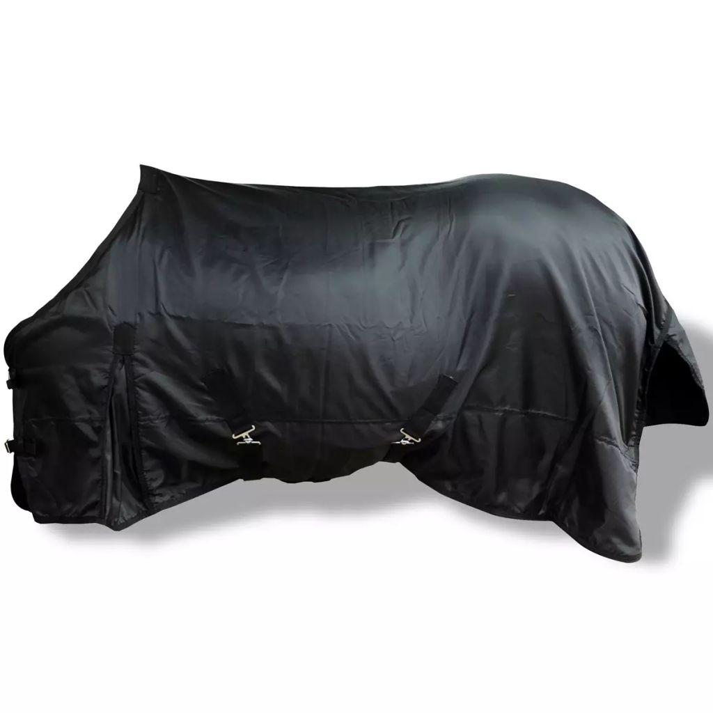vidaXL Horse Blanket Sheet Fleece Rug Double Layers with Surcingles Black