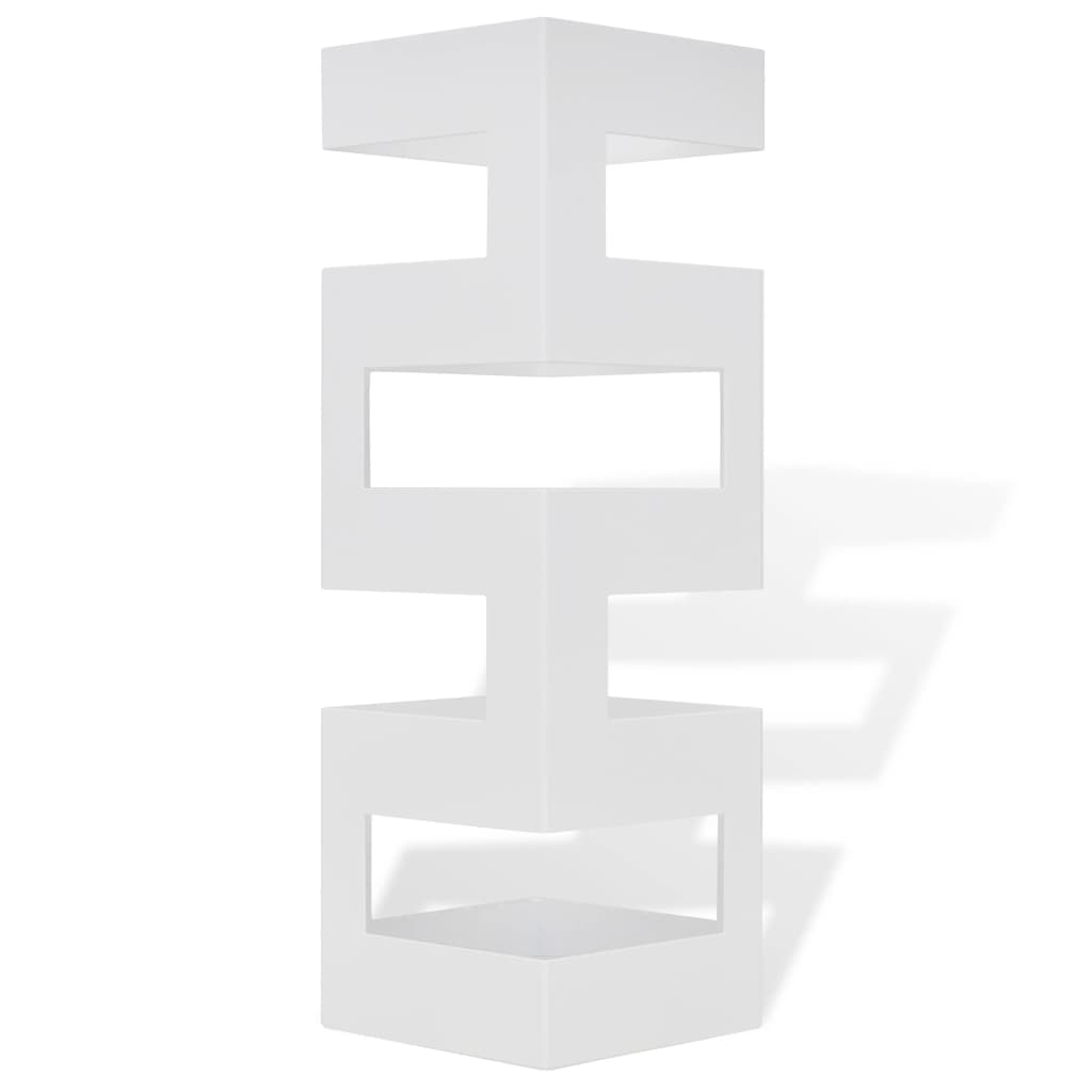 vidaXL White Square Umbrella Stand Storage Holder Walking Stick Steel 19.1"-4