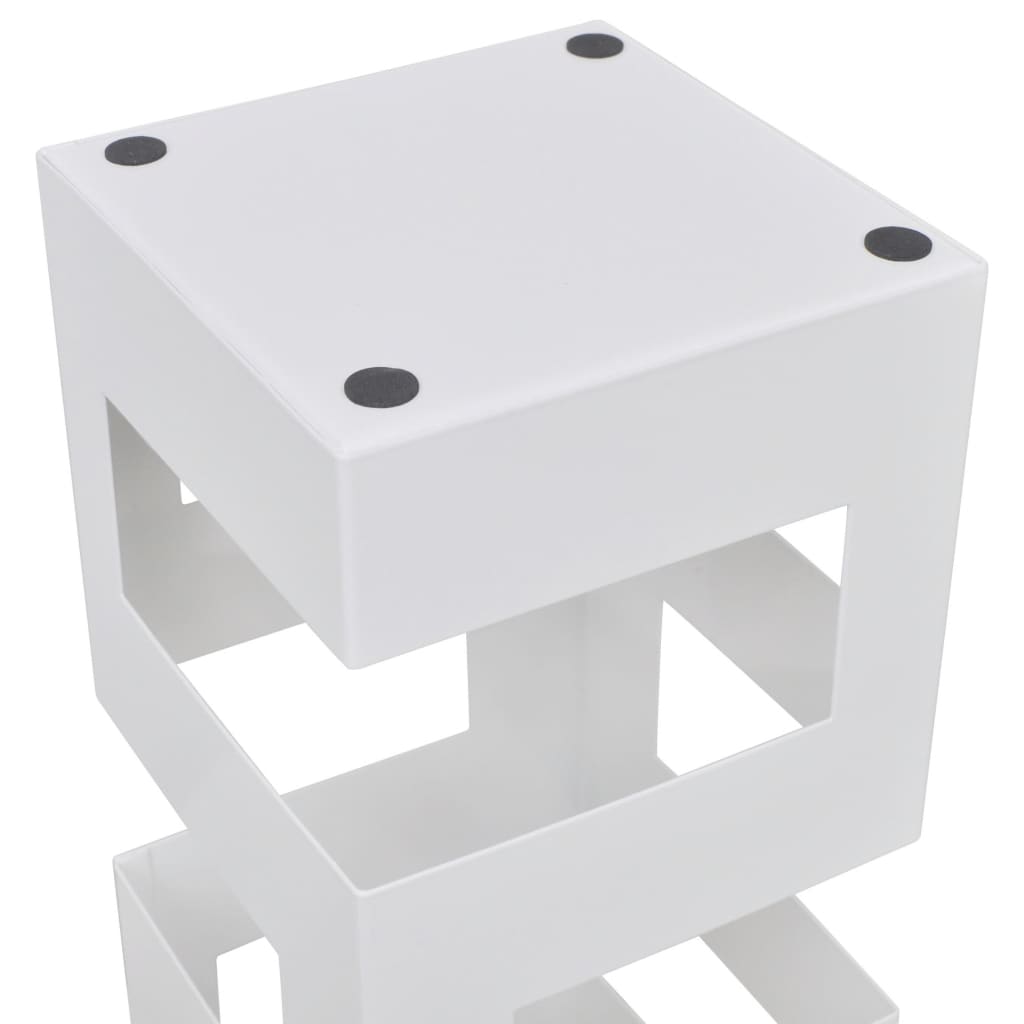 vidaXL White Square Umbrella Stand Storage Holder Walking Stick Steel 19.1"-2