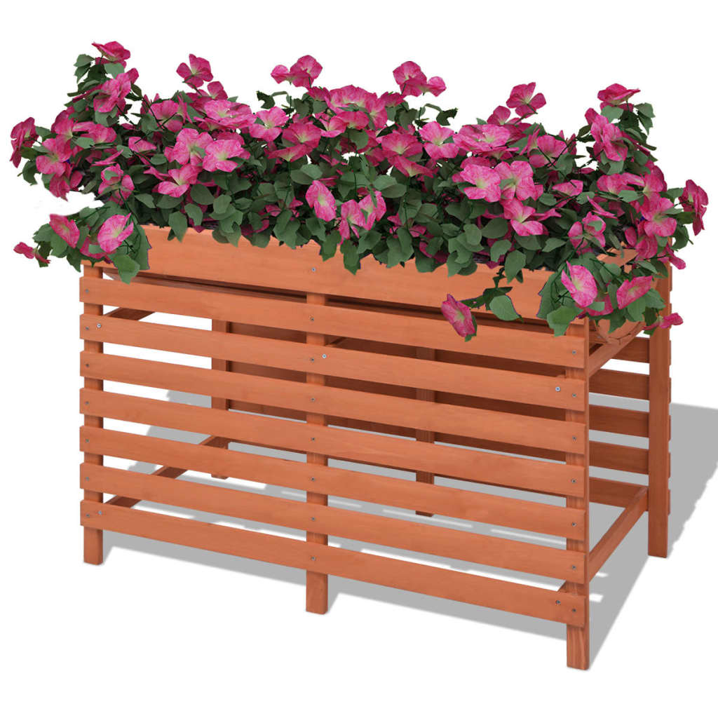 vidaXL Planter Raised Flower Bed with Lining Patio Plant Box Solid Fir Wood