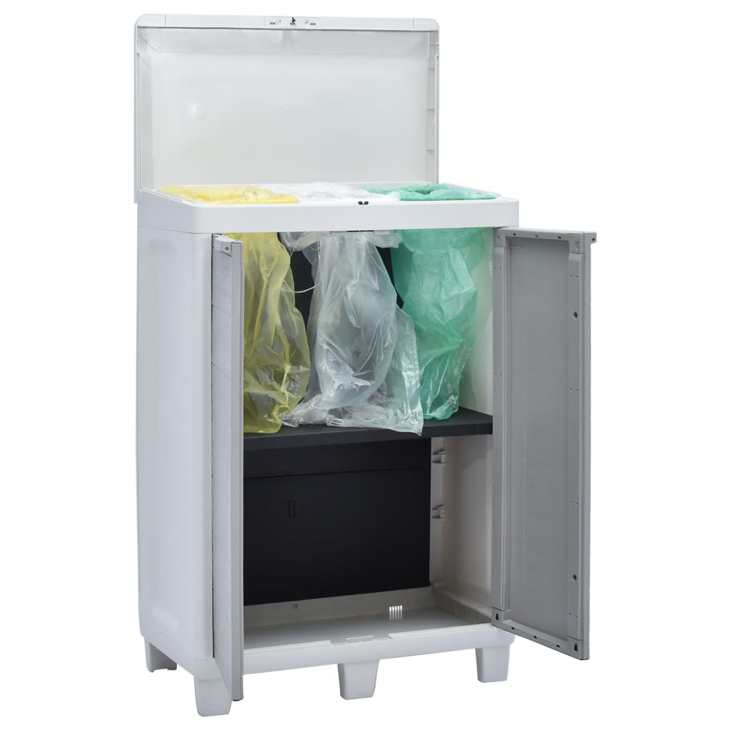 vidaXL Trash Can Garbage Can with Bag Holders Trash Bin Patio Dustbin Plastic