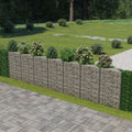 vidaXL Gabion Wall Outdoor Gabion Basket Post Rock-stone Wall Galvanized Steel