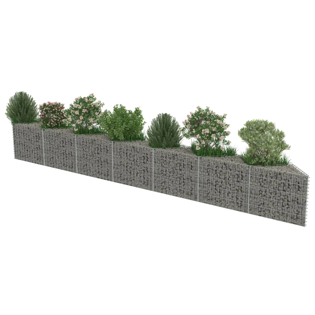 vidaXL Gabion Wall Outdoor Gabion Basket Post Rock-stone Wall Galvanized Steel