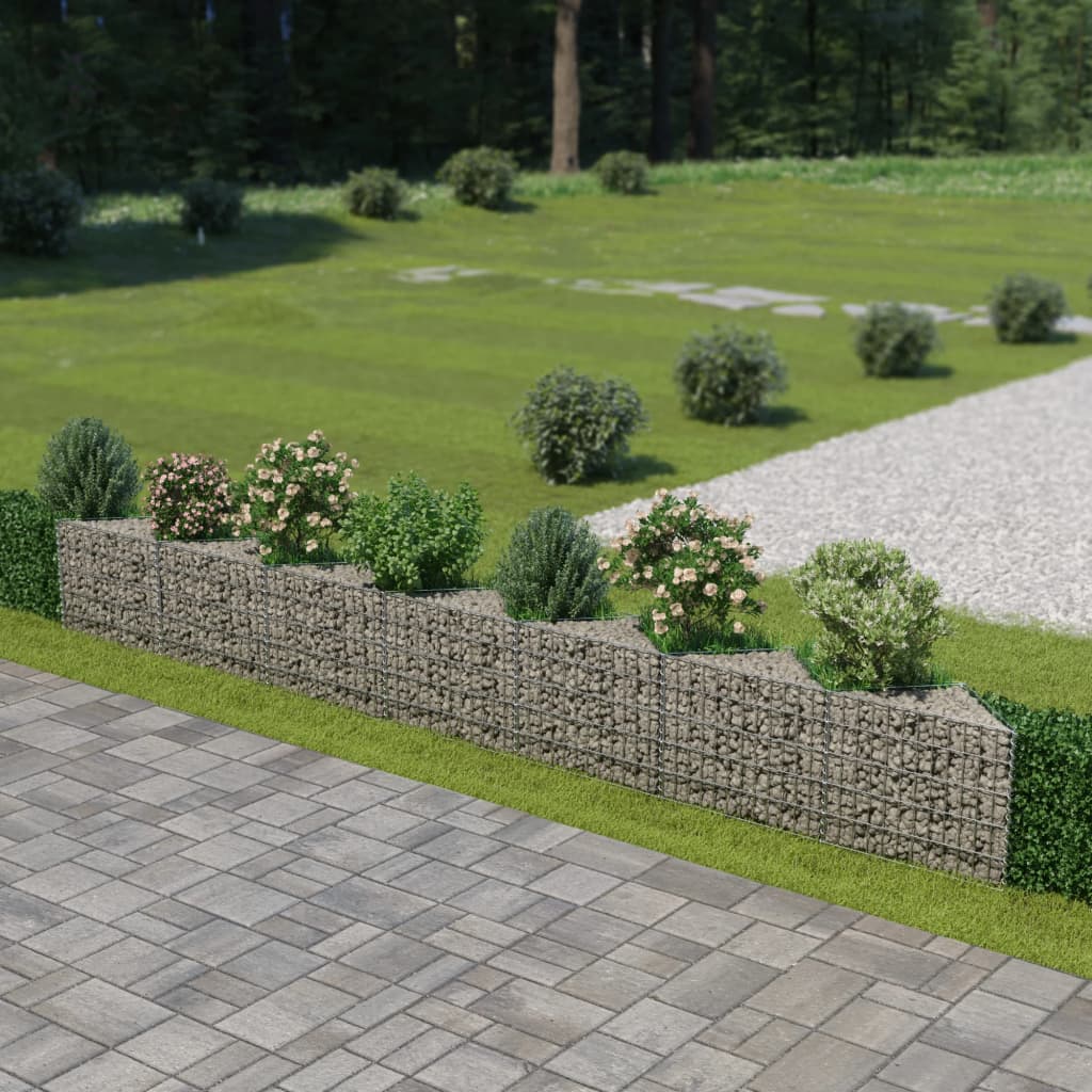 vidaXL Gabion Wall Outdoor Gabion Basket Post Rock-stone Wall Galvanized Steel