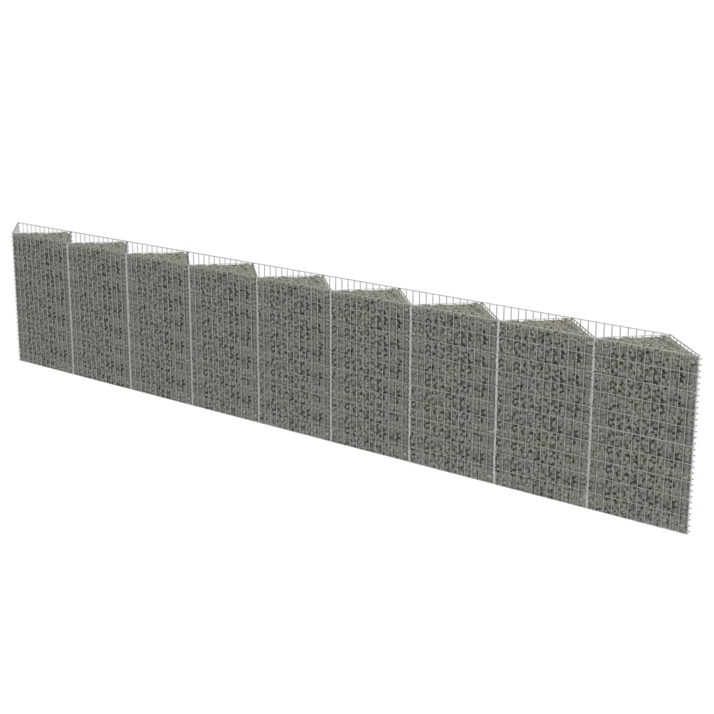 vidaXL Gabion Wall Outdoor Gabion Basket Post Rock-stone Wall Galvanized Steel