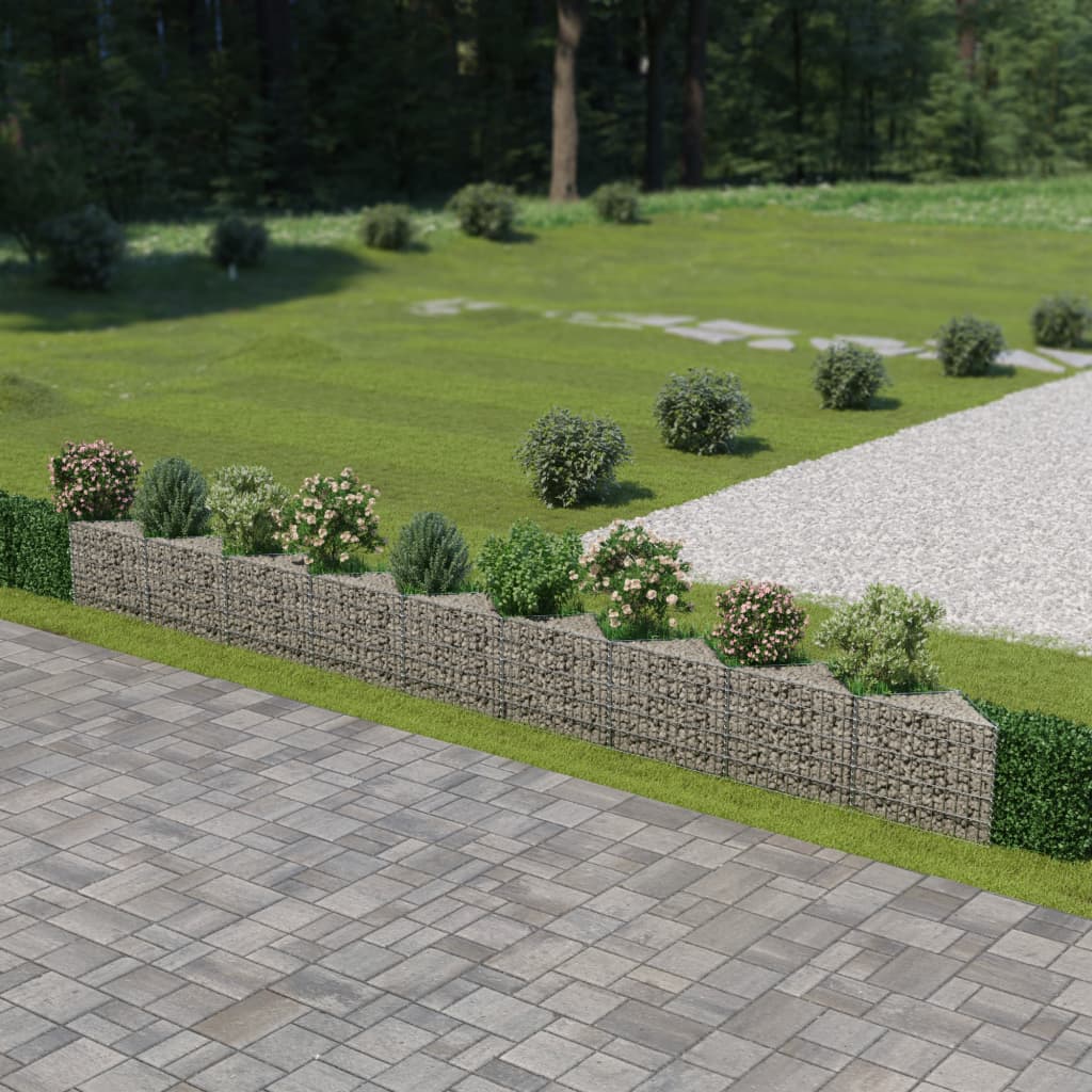 vidaXL Gabion Wall Outdoor Gabion Basket Post Rock-stone Wall Galvanized Steel