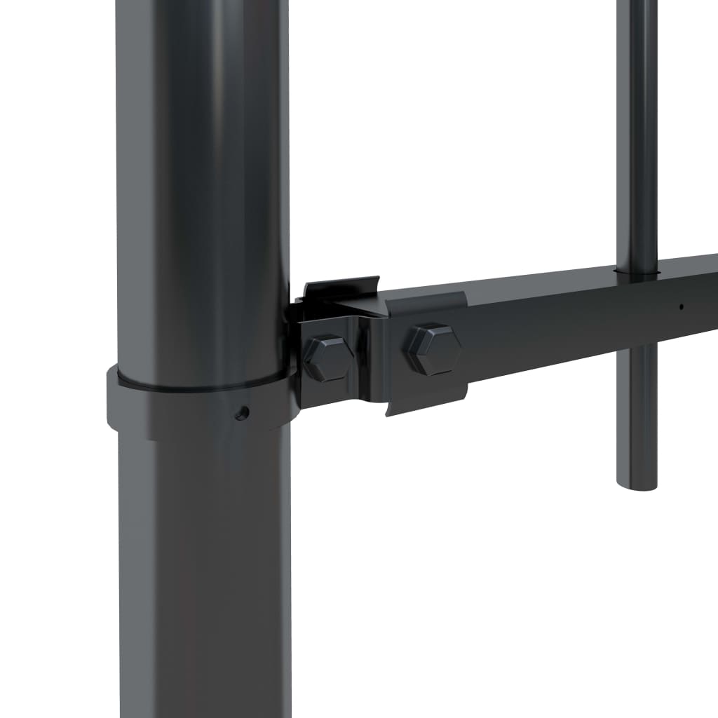 vidaXL Garden Fence Patio Privacy Screen Fence Wall with Spear Top Steel Black