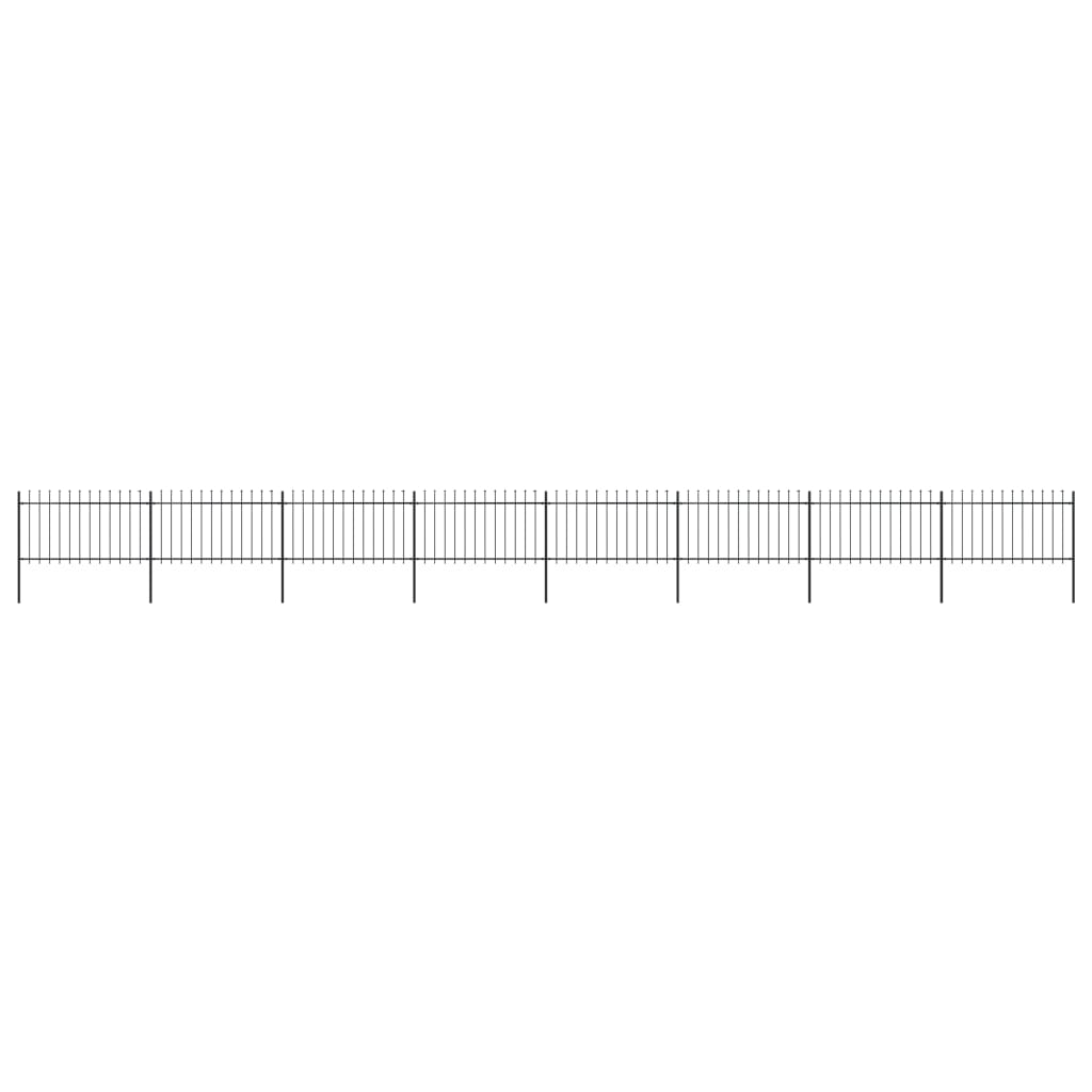 vidaXL Garden Fence Patio Privacy Screen Fence Wall with Spear Top Steel Black