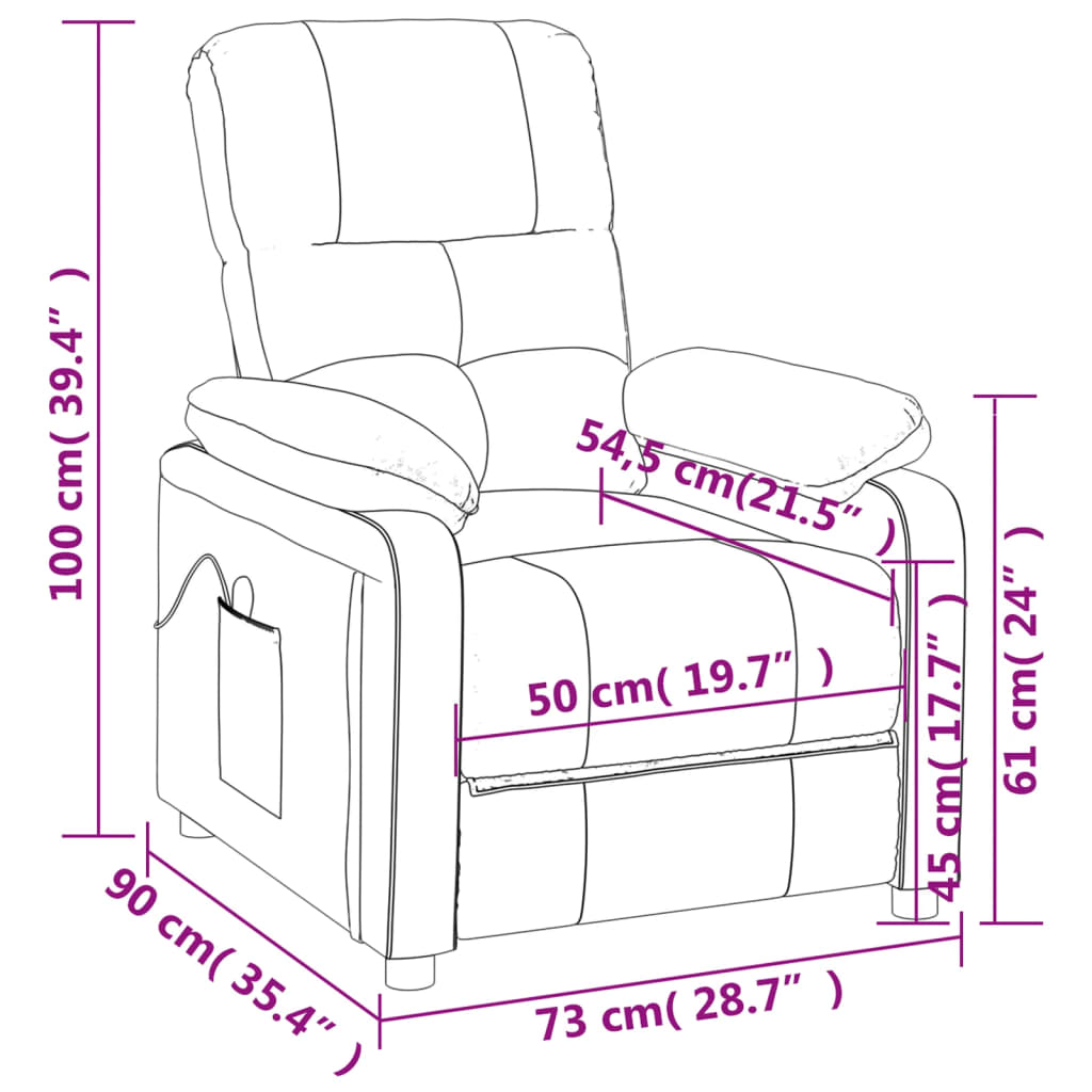 vidaXL Massage Chair Leisure Adjustable Chair for Home Theater Cinema Fabric