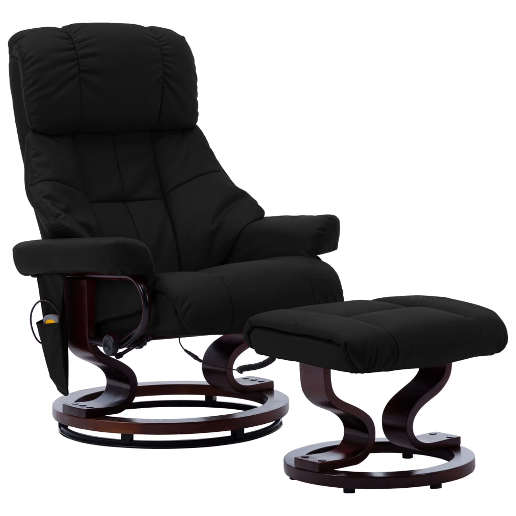 vidaXL Massage Recliner Swiveling Recliner Chair Faux Leather and Bentwood-0