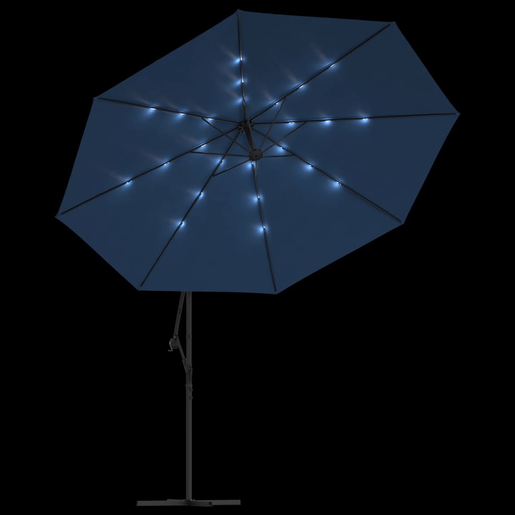 vidaXL Cantilever Umbrella Parasol with Solar LEDs Patio Umbrella Sunshade-2
