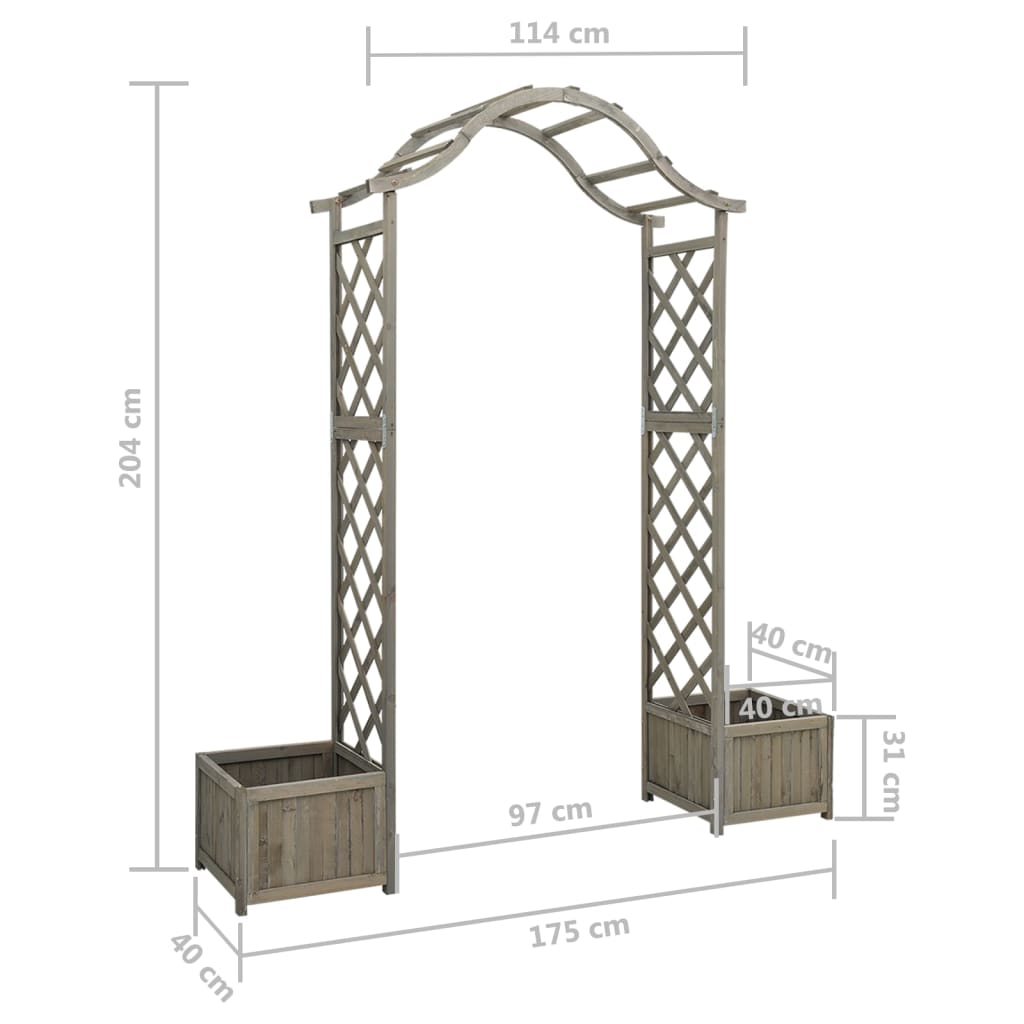vidaXL Pergola Outdoor Garden Arch Pergola Trellis with Planter Solid Wood Fir