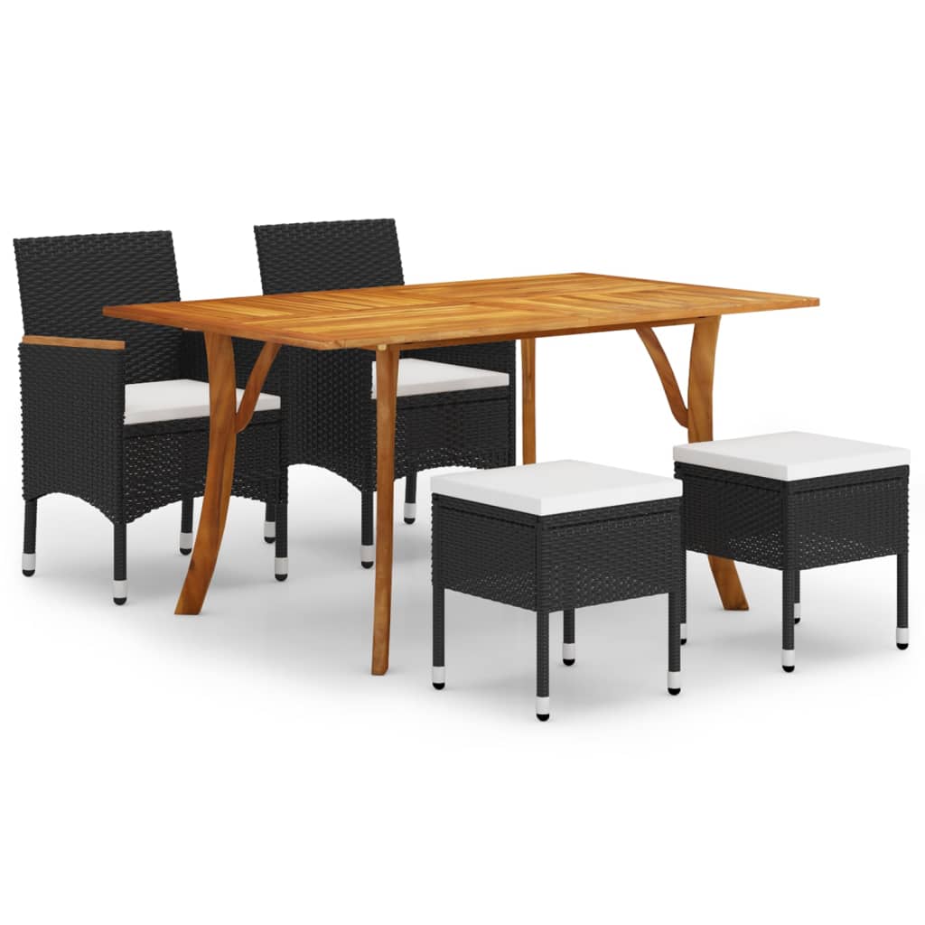 vidaXL 5 Piece Patio Dining Set Black