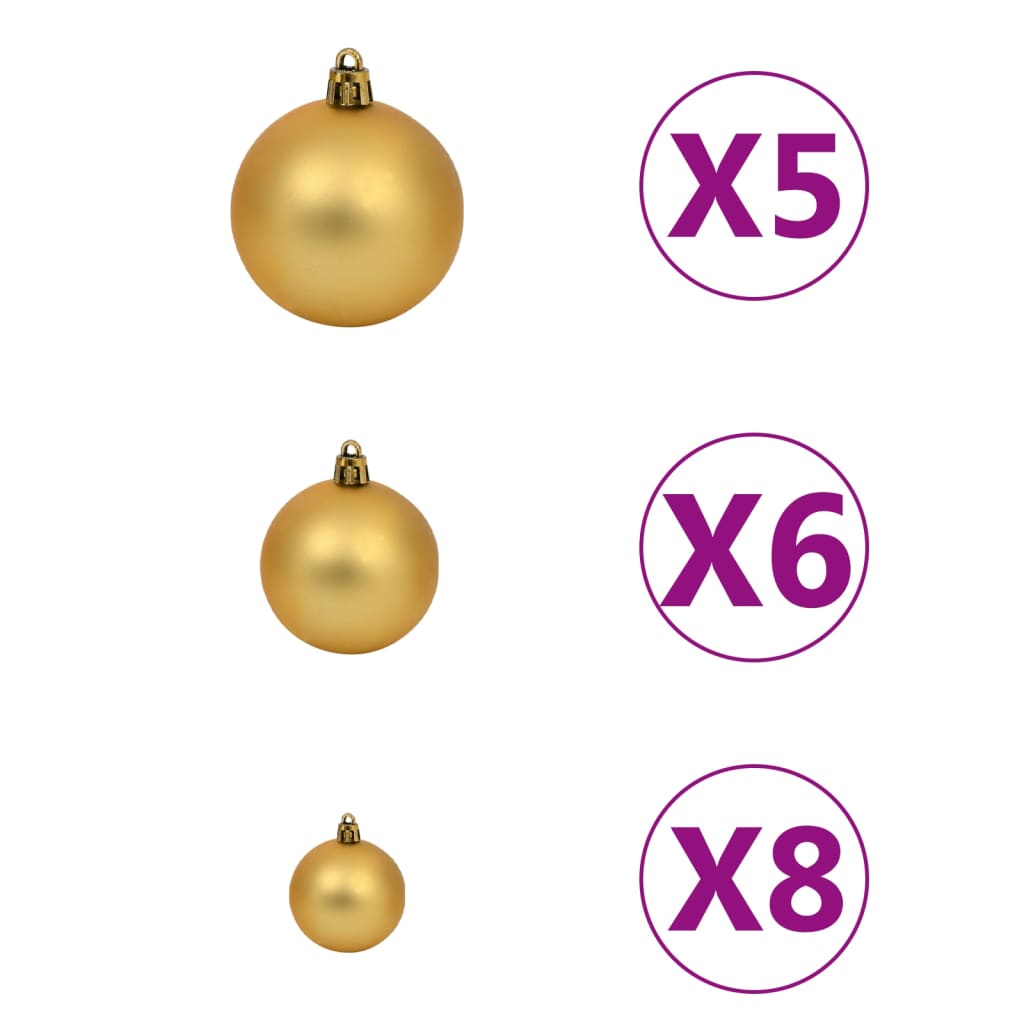 vidaXL Artificial Pre-lit Christmas Tree with Ball Set Xmas Tree Decoration-4