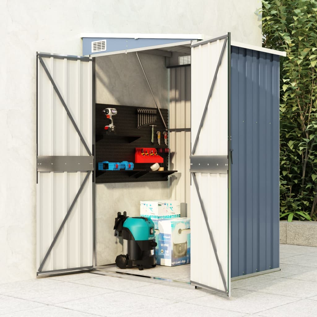 vidaXL Storage Shed Wall-mounted Garden Shed for Backyard Galvanized Steel
