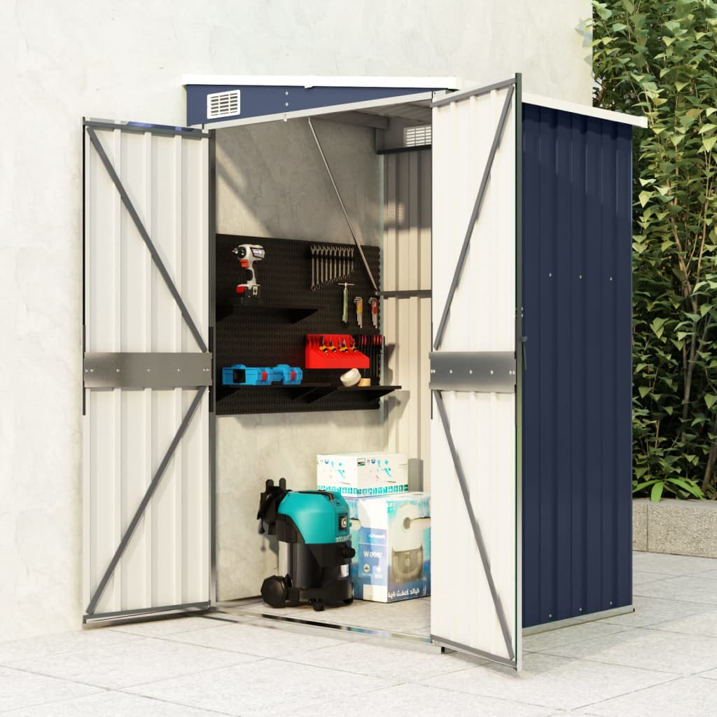 vidaXL Storage Shed Wall-mounted Garden Shed for Backyard Galvanized Steel
