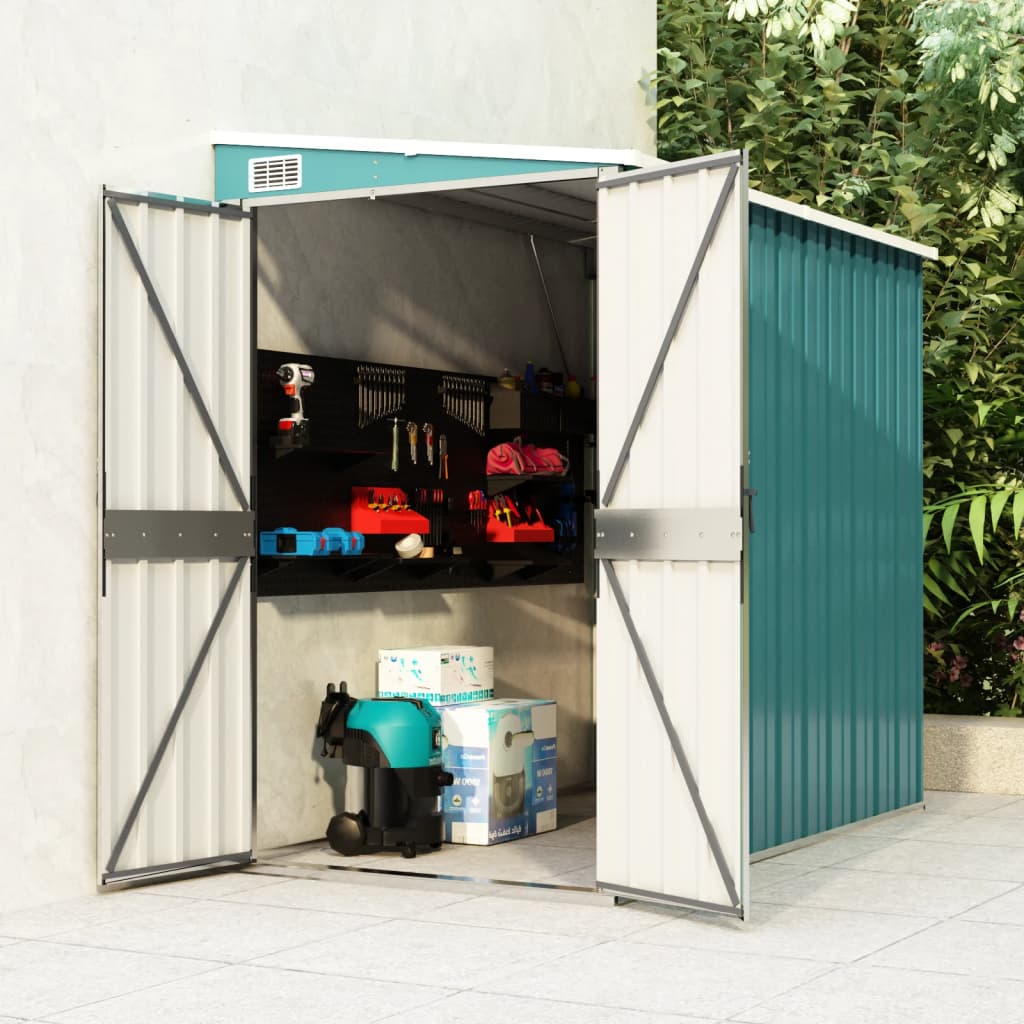 vidaXL Storage Shed Wall-mounted Garden Shed for Backyard Galvanized Steel
