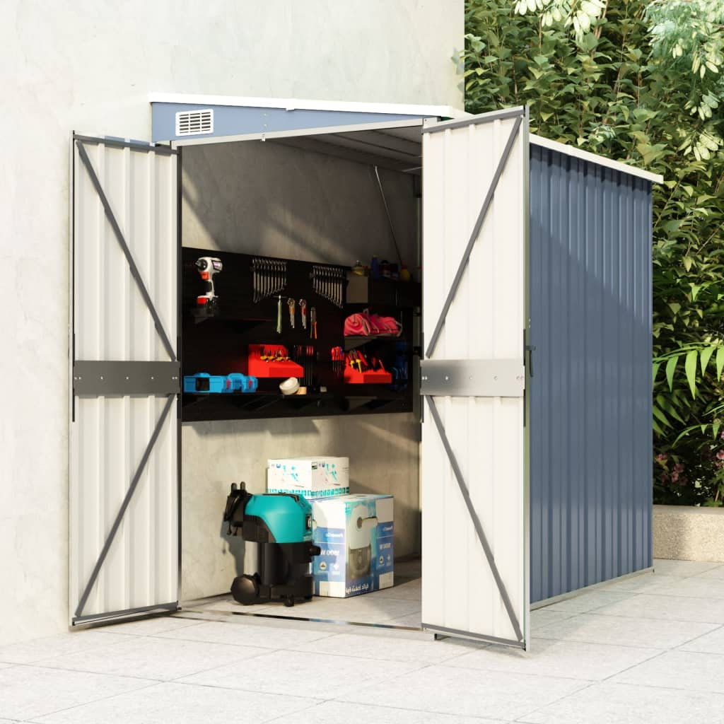 vidaXL Storage Shed Wall-mounted Garden Shed for Backyard Galvanized Steel