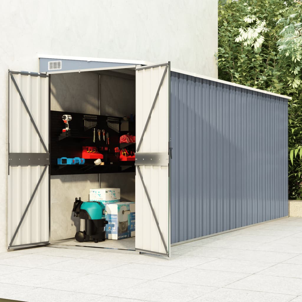 vidaXL Storage Shed Wall-mounted Garden Shed for Backyard Galvanized Steel