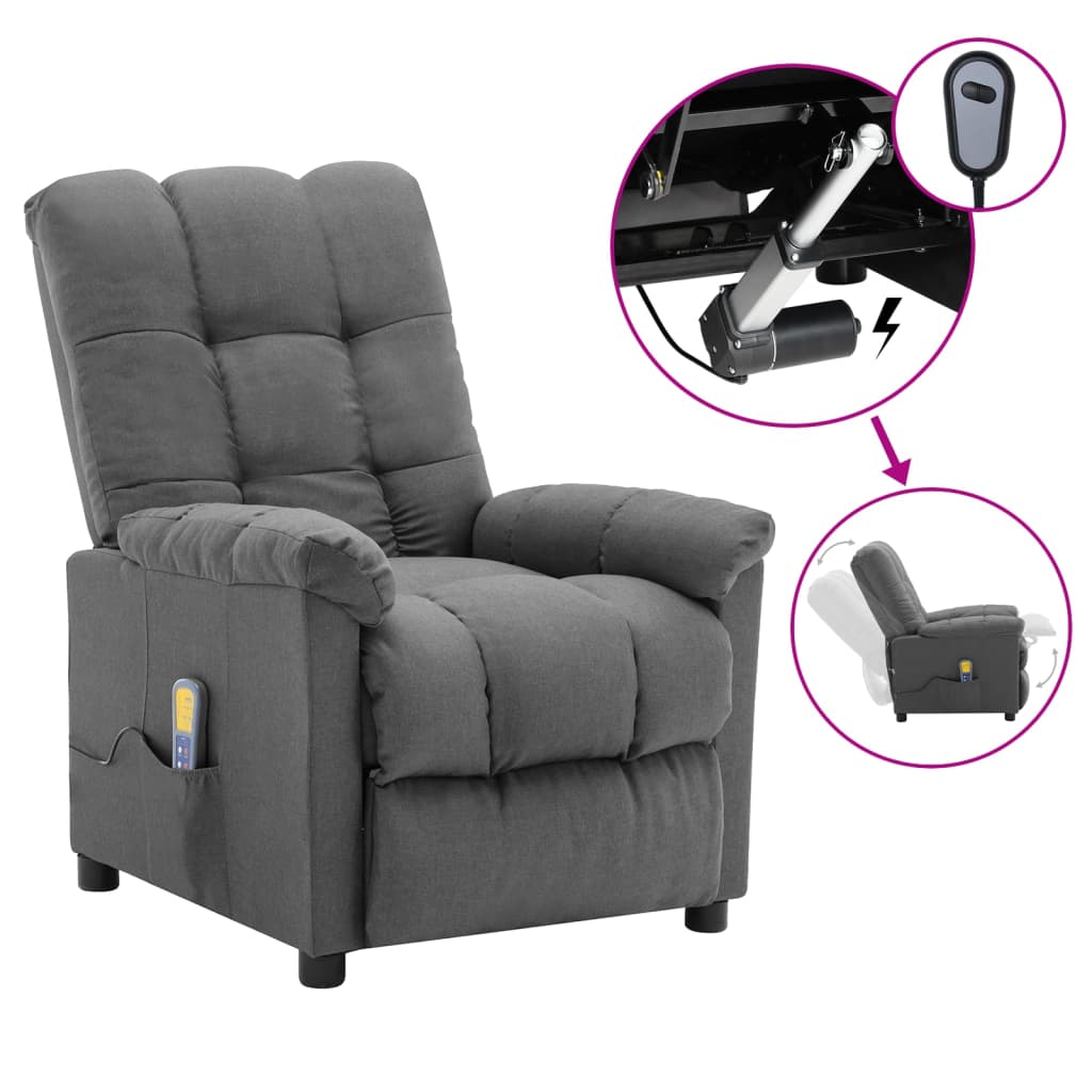vidaXL Massage Recliner Chair Electric Reclining Chair for Elderly Fabric-3