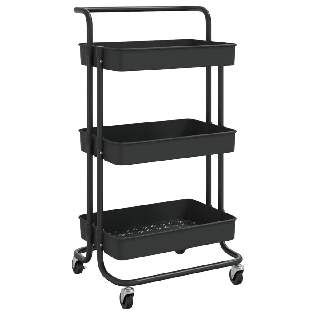 vidaXL 3-Tier Kitchen Trolley Rolling Storage Cart with Wheels Iron and ABS-1