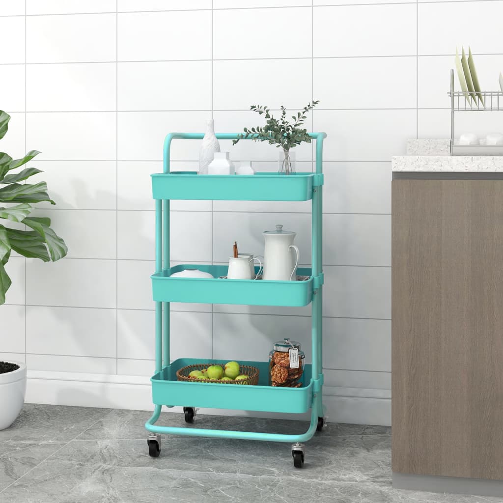 vidaXL 3-Tier Kitchen Trolley Rolling Storage Cart with Wheels Iron and ABS-6