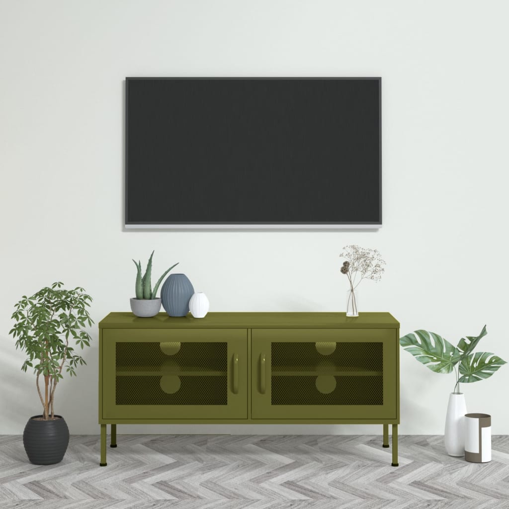 vidaXL TV Stand TV Unit Sideboard Home TV Console Media Unit Cupboard Steel