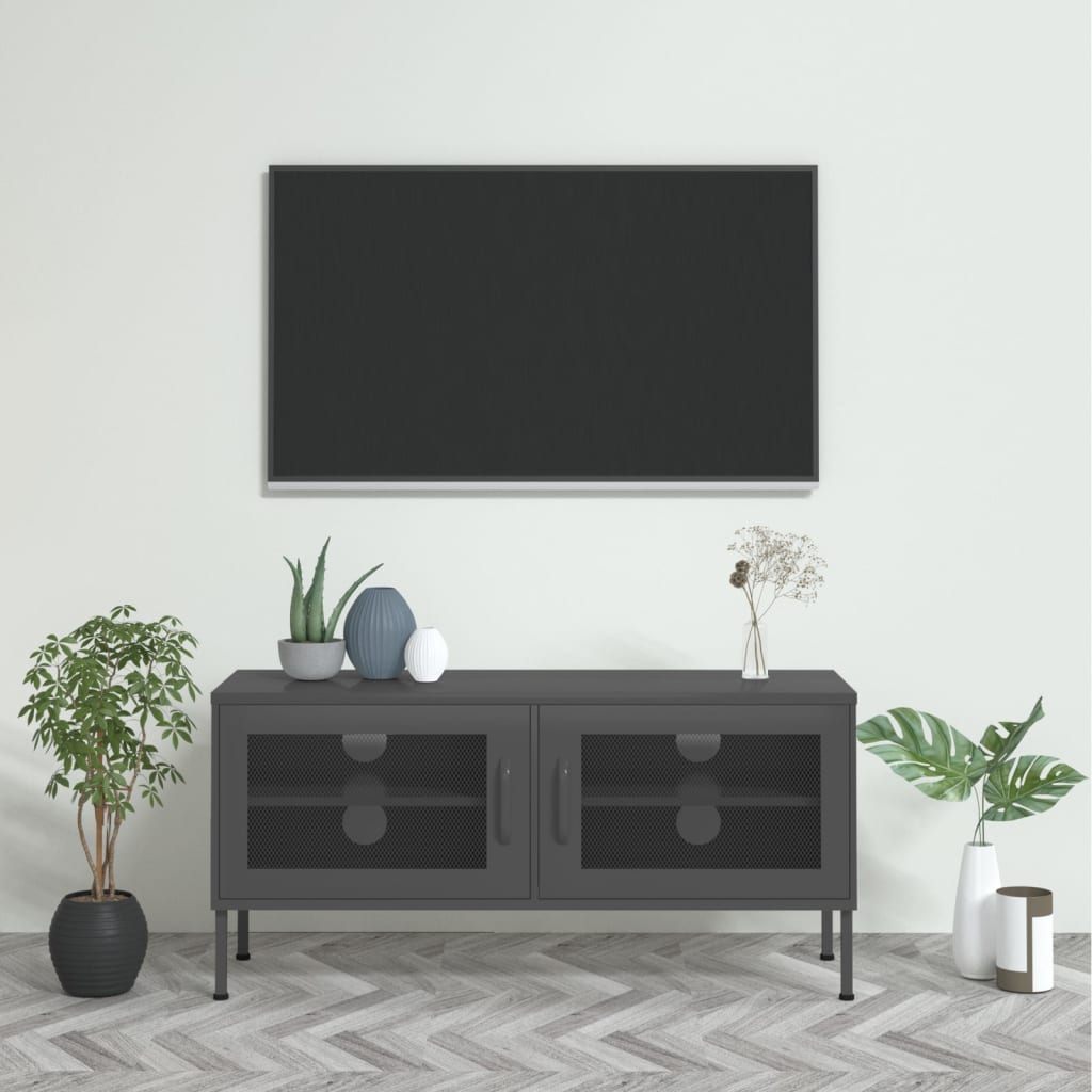 vidaXL TV Stand TV Unit Sideboard Home TV Console Media Unit Cupboard Steel