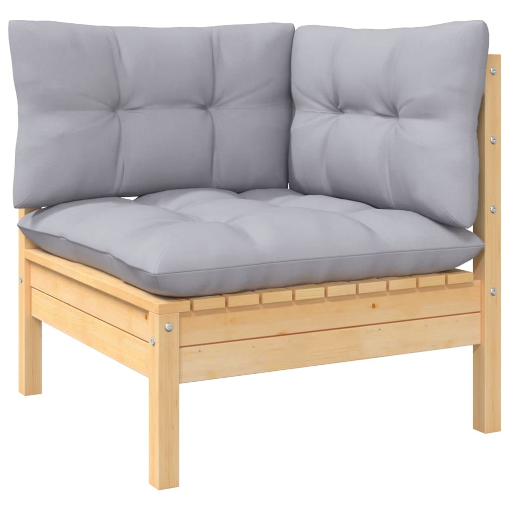 vidaXL Solid Pinewood Patio Lounge Set 7 Piece with Cushions Multi Colors