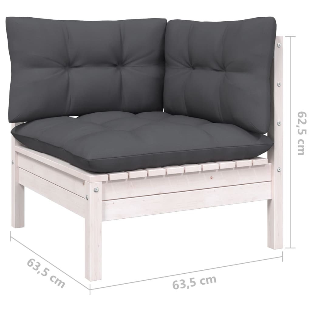 vidaXL Solid Pinewood Patio Lounge Set 7 Piece with Cushions Multi Colors
