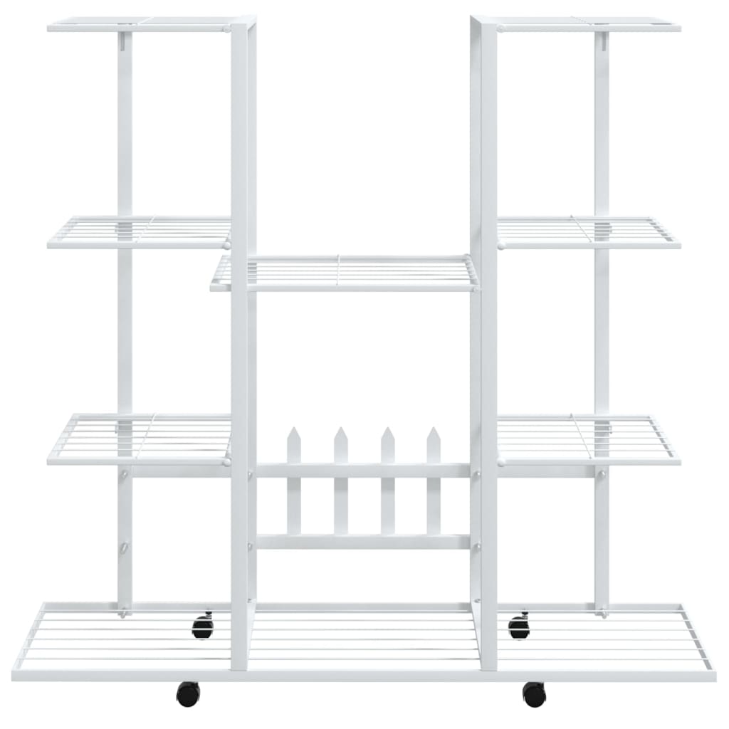 vidaXL Flower Stand with Wheels 37.2"x9.6"x36" White Iron