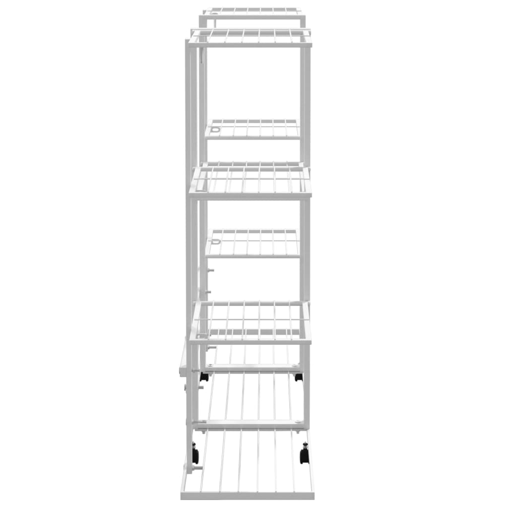 vidaXL Flower Stand with Wheels 37.2"x9.6"x36" White Iron