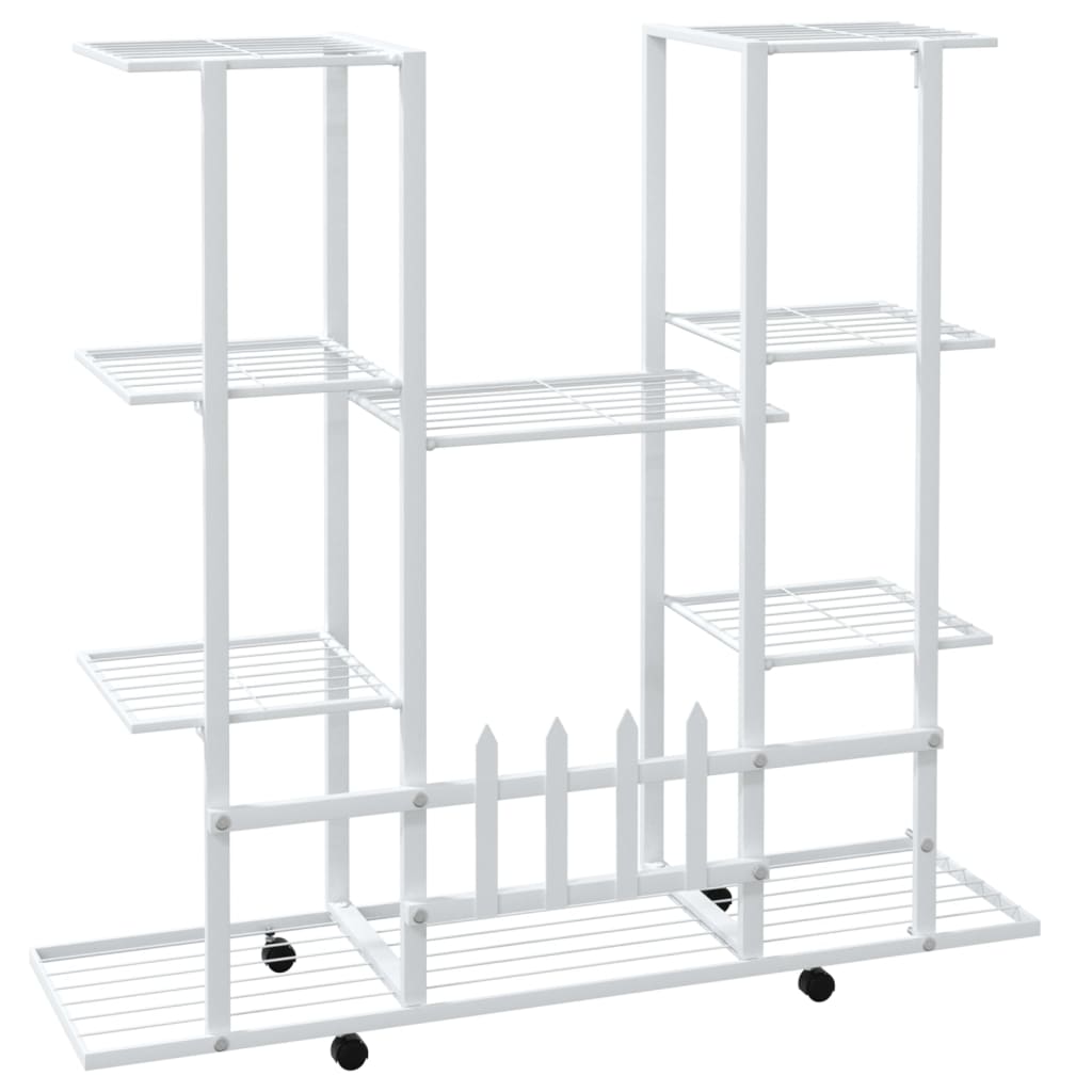 vidaXL Flower Stand with Wheels 37.2"x9.6"x36" White Iron