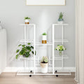 vidaXL Flower Stand with Wheels 37.2"x9.6"x36" White Iron