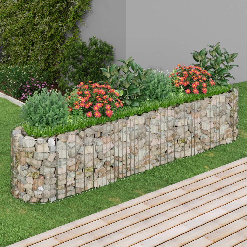 vidaXL Raised Garden Bed Outdoor Gabion Raised Bed Flower Pot Galvanized Iron