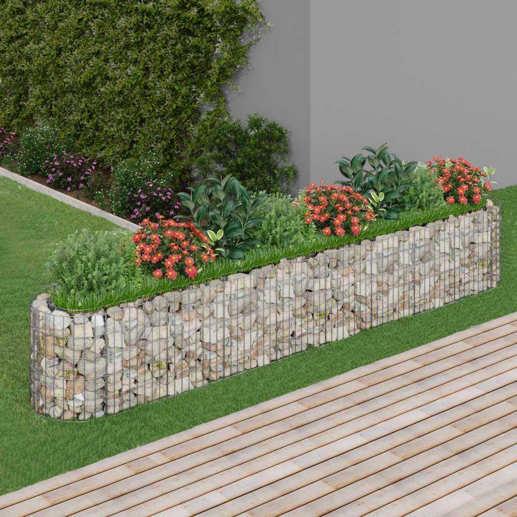 vidaXL Raised Garden Bed Outdoor Gabion Raised Bed Flower Pot Galvanized Iron