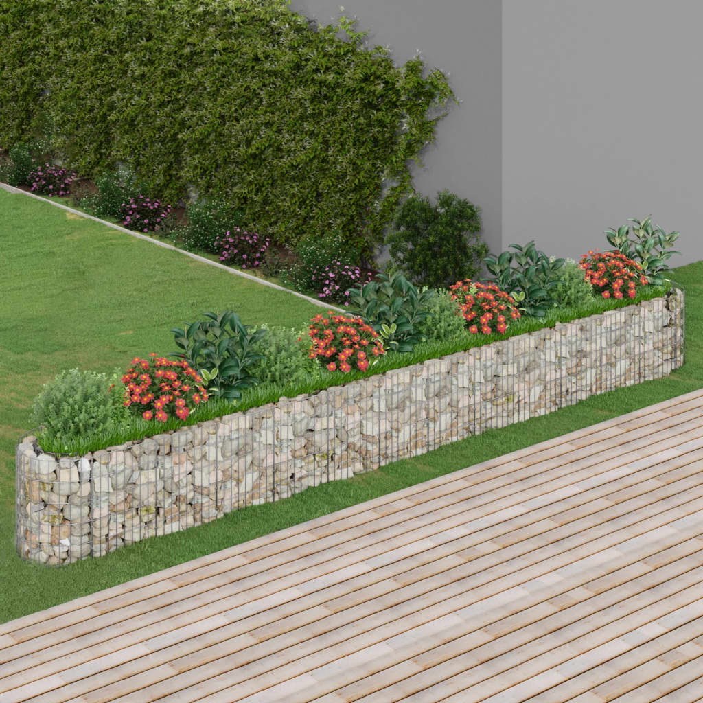 vidaXL Raised Garden Bed Outdoor Gabion Raised Bed Flower Pot Galvanized Iron