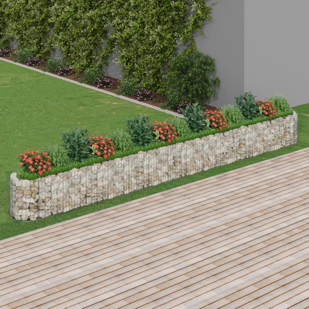 vidaXL Raised Garden Bed Outdoor Gabion Raised Bed Flower Pot Galvanized Iron
